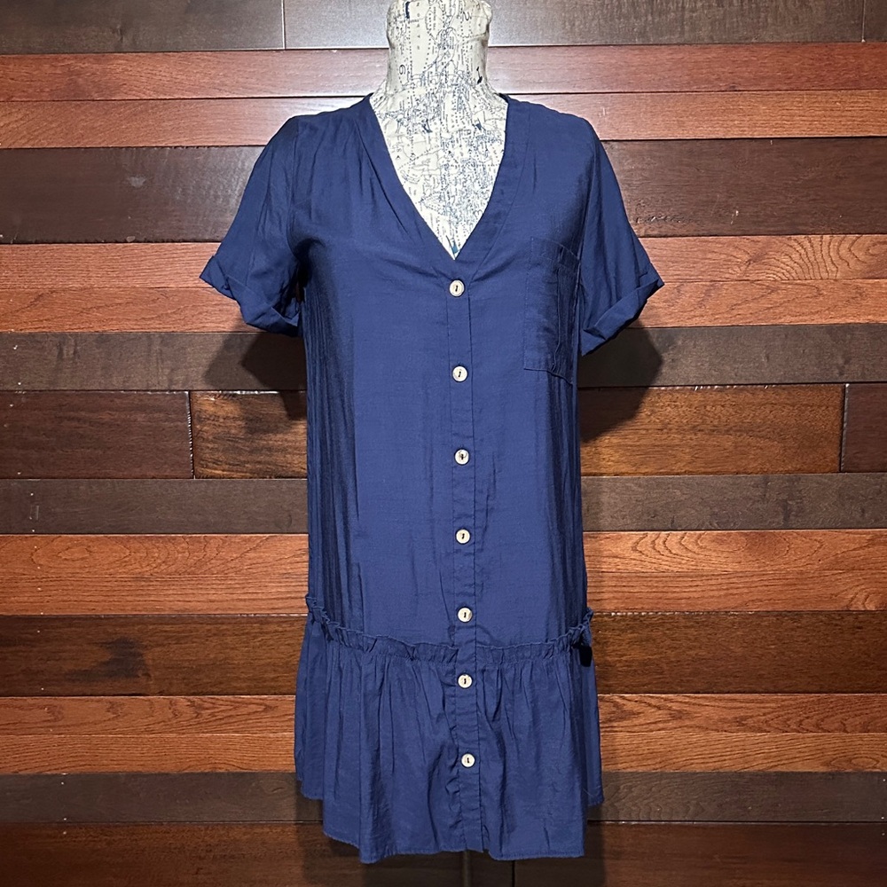 NWOT No Brand Tag Navy Button-Down Slip On Dress